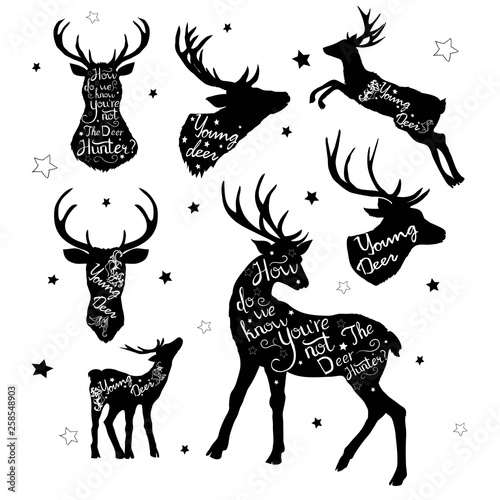 deer silhouette, vector, illustration