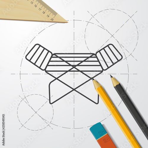 Folding clothes dryer illustration. Household flat vector icon
