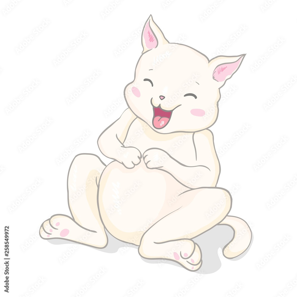 Hand drawn vector illustration of a kawaii funny unicorn cat with slogan phrase i`m cutie. Isolated objects on white background. Line drawing. Design concept for children print. Hand drawn vector illustration of a kawaii funny unicorn cat with slogan phrase i`m cutie. Isolated objects on white background. Line drawing. Design concept for children print.