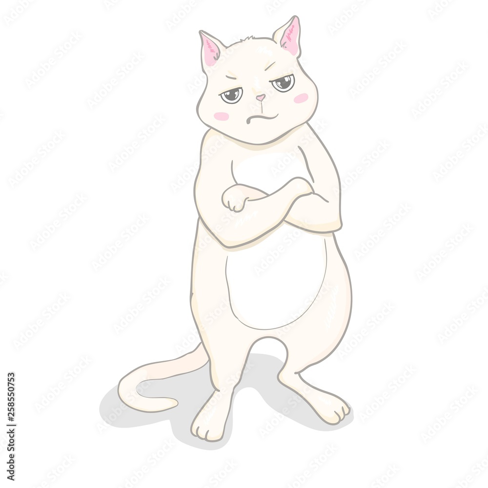 Hand drawn vector illustration of a kawaii funny unicorn cat with slogan phrase i`m cutie. Isolated objects on white background. Line drawing. Design concept for children print. Hand drawn vector illustration of a kawaii funny unicorn cat with slogan phrase i`m cutie. Isolated objects on white background. Line drawing. Design concept for children print.