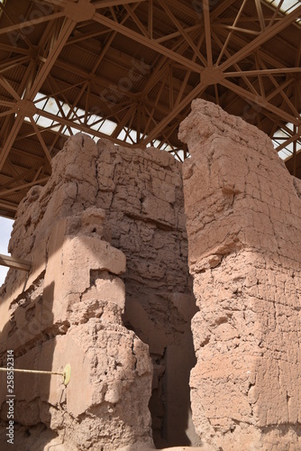 Coolidge, AZ., U.S.A., Jan. 30, 2018.  Casa Grande Ruins National Monument in 1918.  Mystery surrounds this unique circa 1350 A.D. 4-story “caliche” brick building and surrounding structures photo