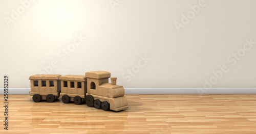 Tren de madera sobre parquet photo