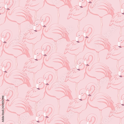 Vector seamless pattern with flamingos © Vladimir