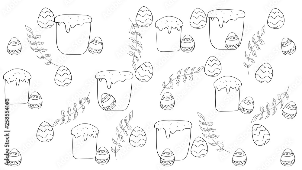 Easter linear illustration .