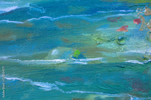 Abstract modern painting. Painting painted with a palette knife on canvas with oil paints in a large stroke.