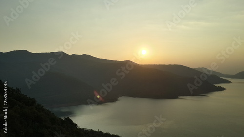 sunset on lake
