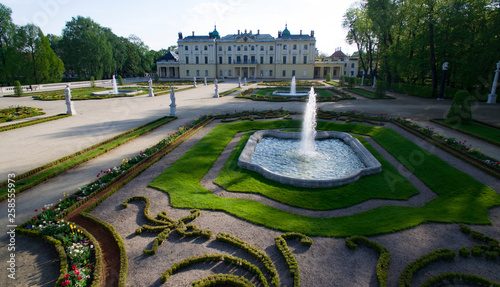Wallpaper Mural Aerial view of beautiful palace garden with sculptures and perfectly trimmed bushes. Torontodigital.ca