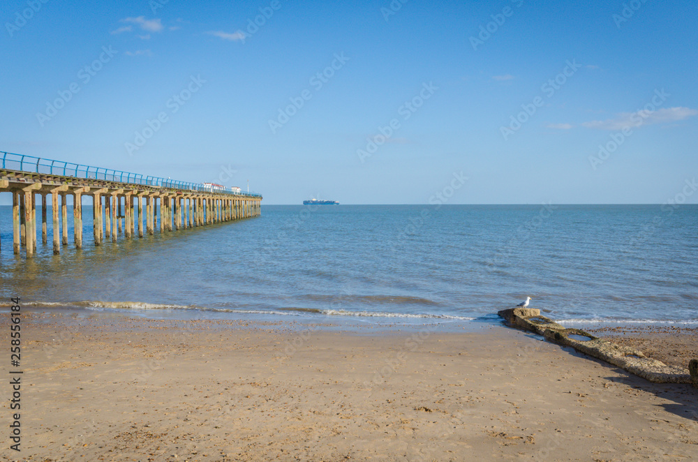 Felixstowe pier in the sea and beach