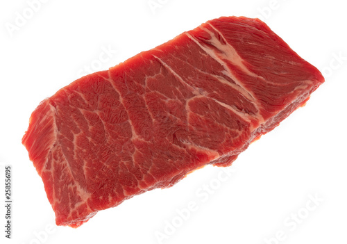 Bild auf Leinwand Single slice of beef chuck boneless short rib steak on a white background top vi