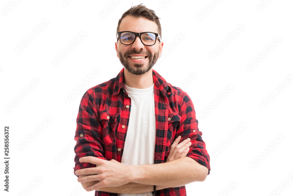 Happy Man With Spectacles In Studio Happy Man With Spectacles In Studio