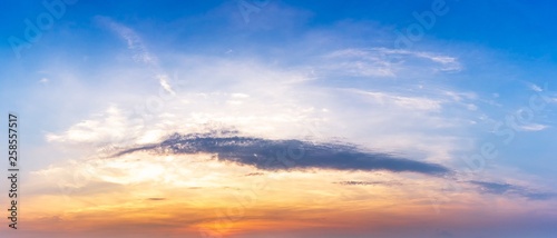 Panorama picture of morning sky cloud and sunlight background