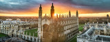 High angle view of the city of Cambridge, UK at beautiful sunset