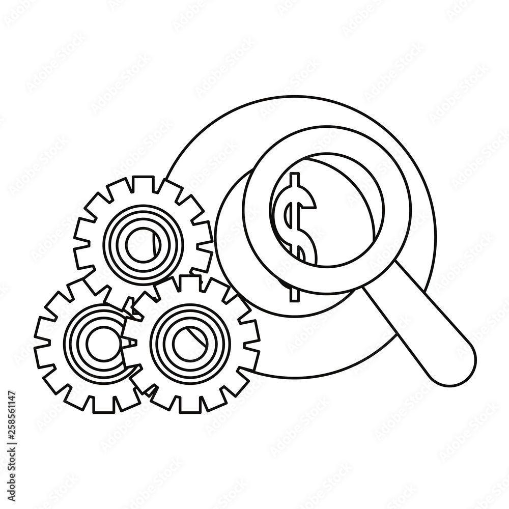 coin money magnifier gears
