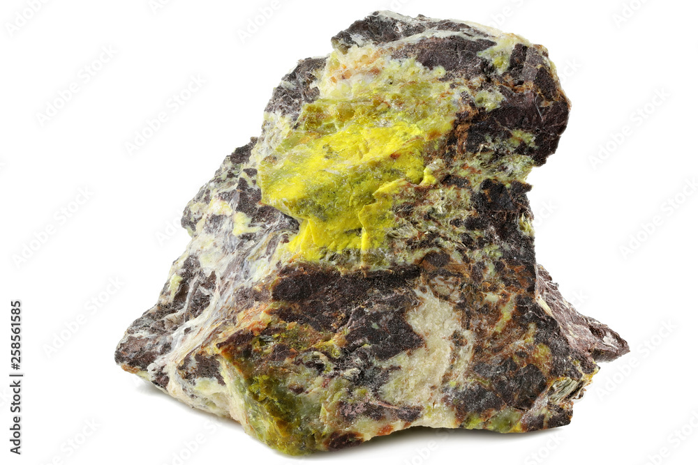 gummite (uranium ore) from Brasil isolated on white background gummite (uranium ore) from Brasil isolated on white background