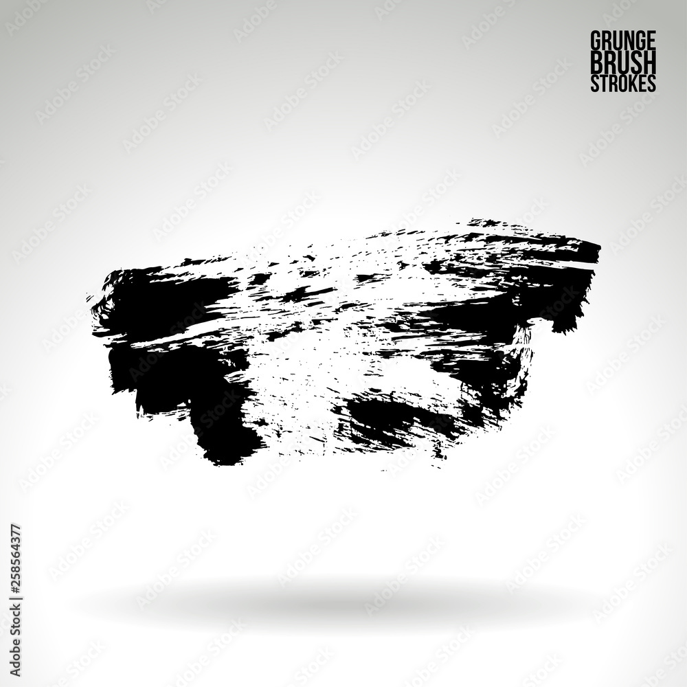 Fototapeta premium Black brush stroke and texture. Grunge vector abstract hand - painted element. Underline and border design.
