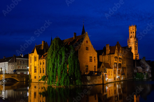 Bruges and canal night view