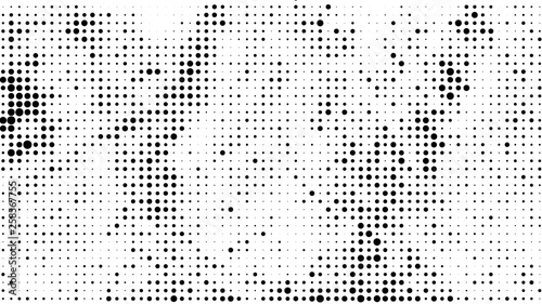 Halftone gradient pattern. Abstract halftone dots background. Monochrome dots pattern. Grunge crumpled texture. Pop Art, Comic small dots. Design for presentation, business cards, report, flyer, cover
