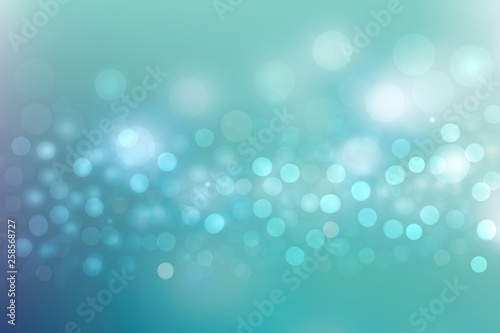 Abstract underwater illustration. Nice abstract gradient turquoise blue bokeh circles from unterwater bubbles. Beautiful turquoise blue texture.