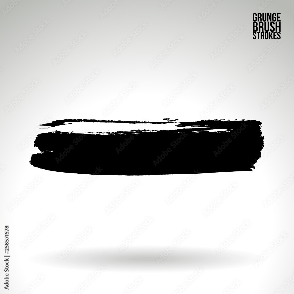 Fototapeta premium Black brush stroke and texture. Grunge vector abstract hand - painted element. Underline and border design.