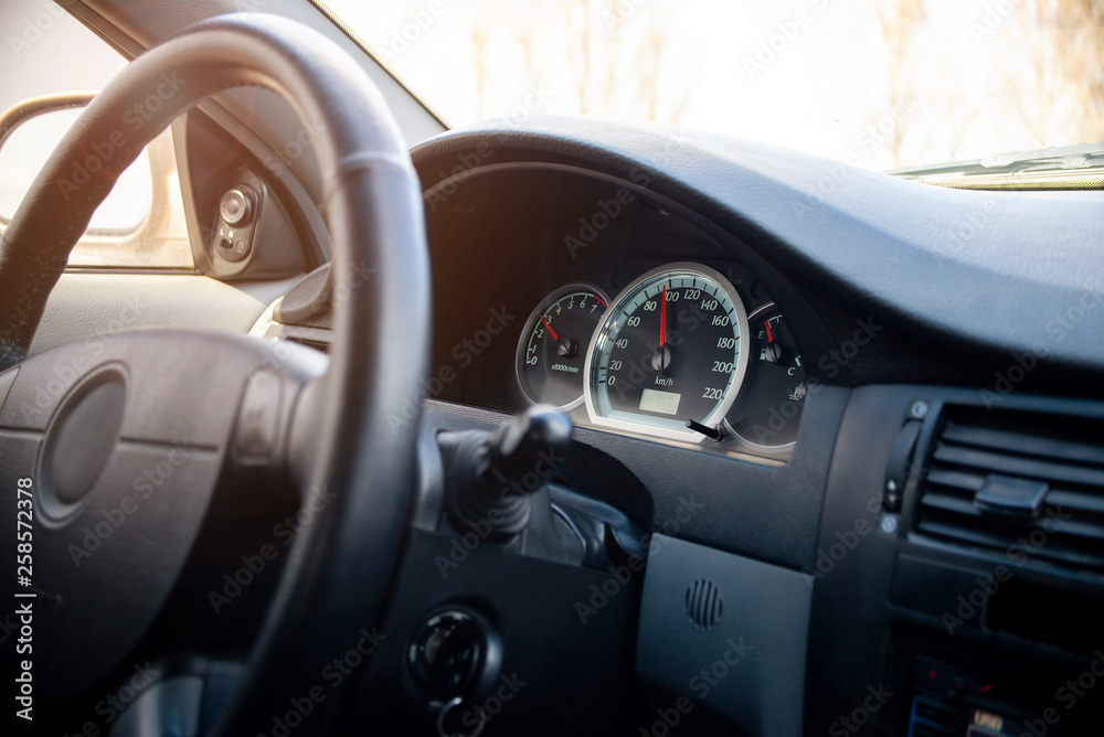 speedometer, speeding, car interior, car steering wheel