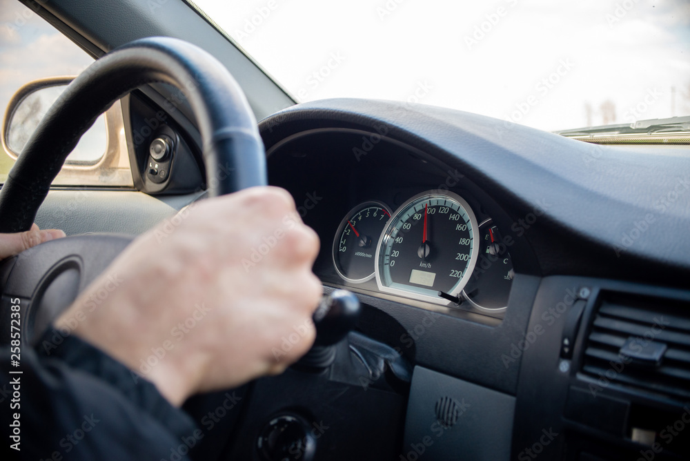 speedometer, speeding, car interior, car steering wheel. driver