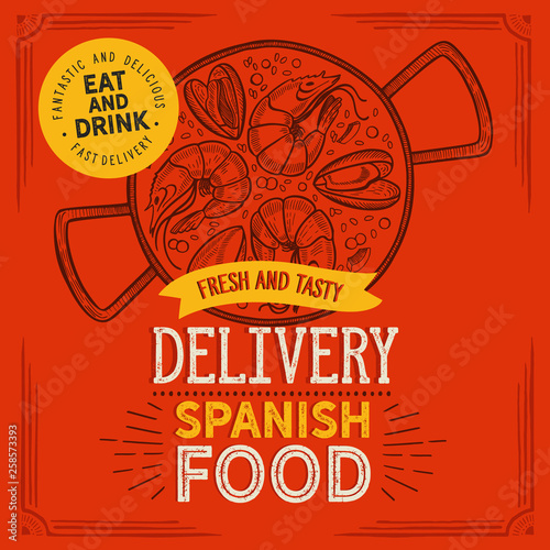 Spanish illustration - paella delivery 