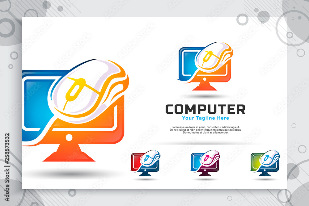 computer mouse vector logo with modern concept designs, illustration of