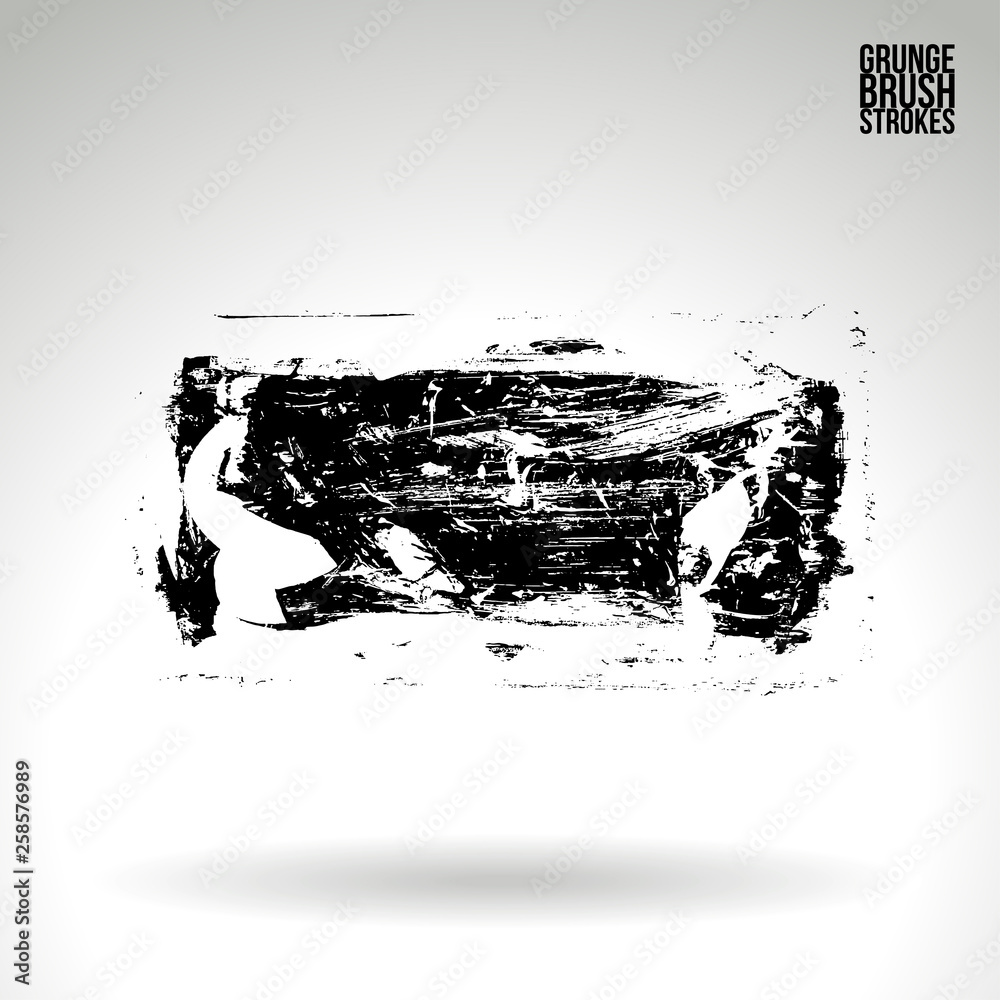 Obraz premium Black brush stroke and texture. Grunge vector abstract hand - painted element. Underline and border design.
