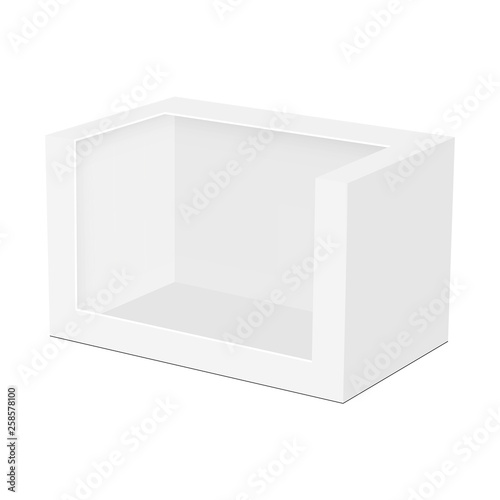 Blank packaging box mockup for toy isolated on white background. Vector illustration
