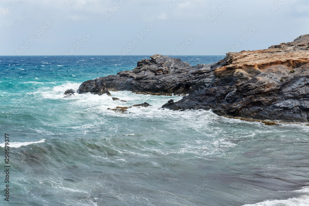 Storm on the Mediterranean Sea near La Manga and Cabo de Palos, Murcia, Spain.