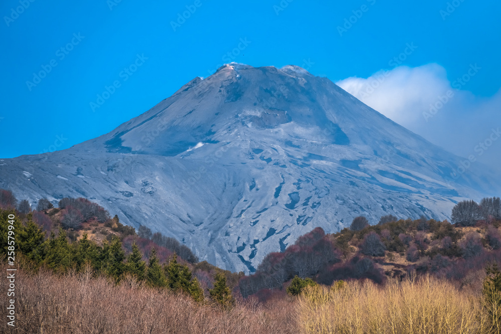 Mount Etna, an active stratovolcano on the east coast of Sicily, Italy, in the Metropolitan City of Catania. One of the world’s most active volcanoes, in an almost constant state of activity.