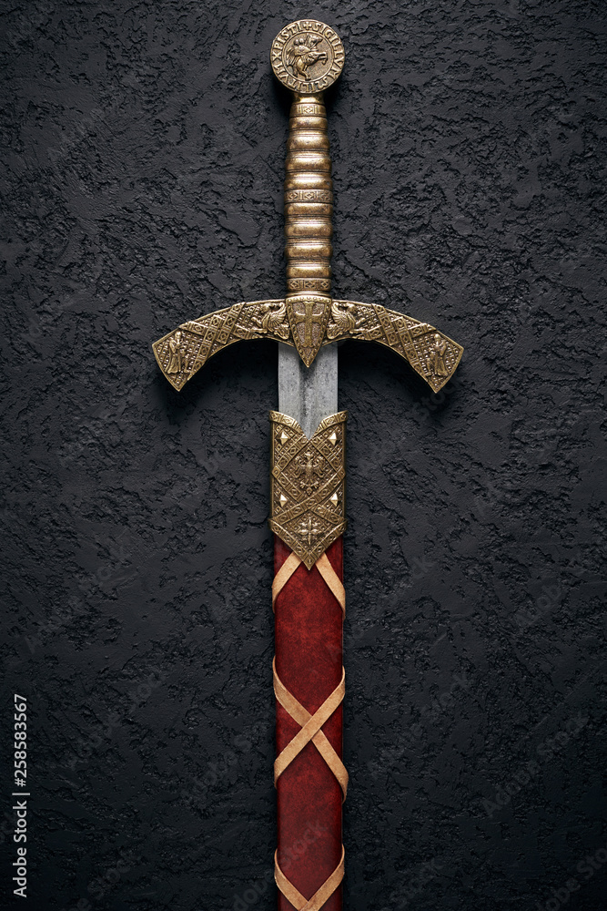 Φωτογραφία Ancient knightly sword of the era of the Crusades in the Middle Ages