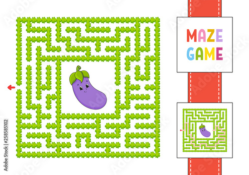 Maze. Game for kids. Funny labyrinth. Education developing worksheet. Activity page. Puzzle for children. Cute cartoon style. Riddle for preschool. Logical conundrum. Color vector illustration.