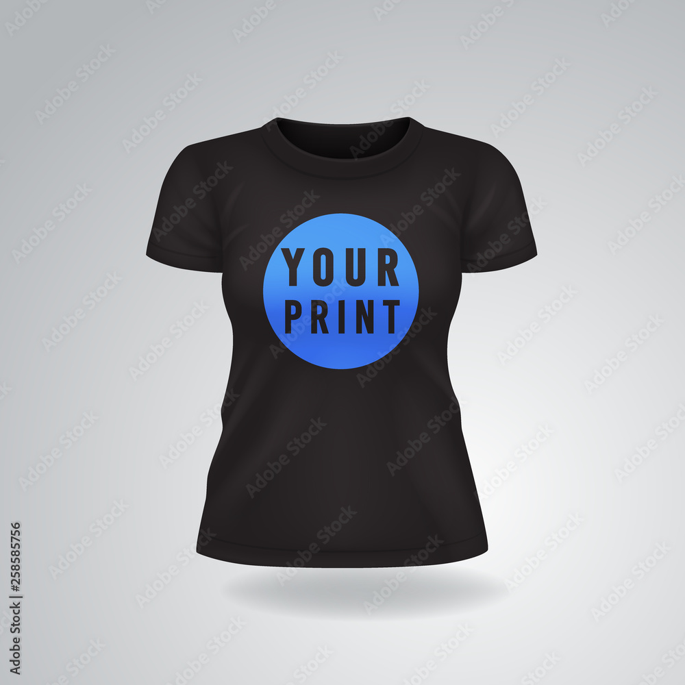 Φωτογραφία Black woman T-shirt with short sleeves mock up, place for print