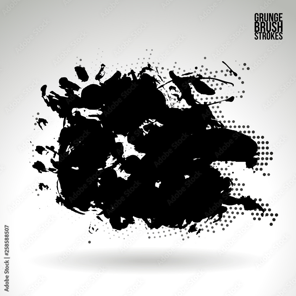 Obraz premium Black brush stroke and texture. Grunge vector abstract hand - painted element. Underline and border design.