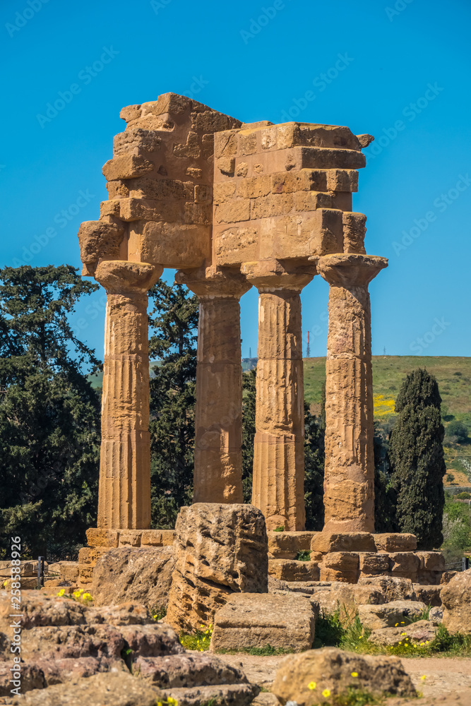 Temple of Castor and Pollux, Valley of the Temples, Agrigento , Sicily, Italy. A UNESCO World Heritage Site, the largest archaeological site in the world.
