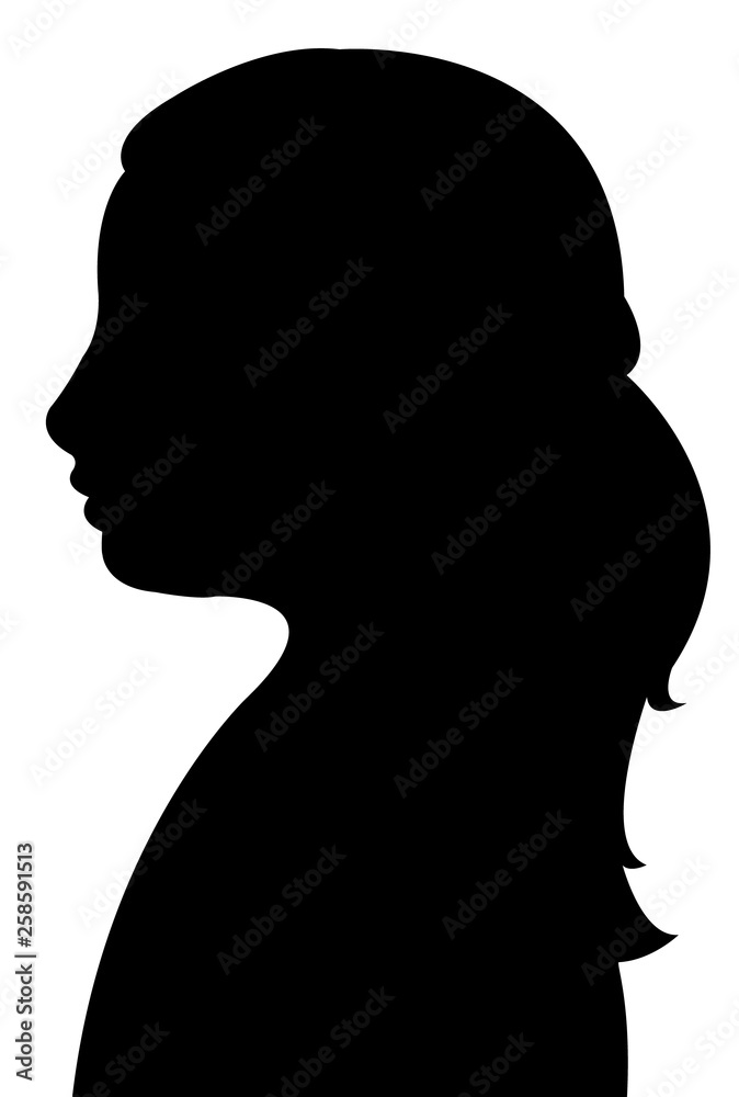 a girl head silhouette vector