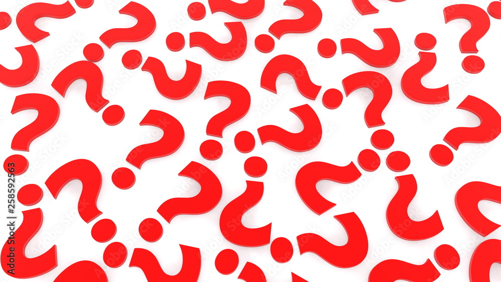 Background of red question marks on white background