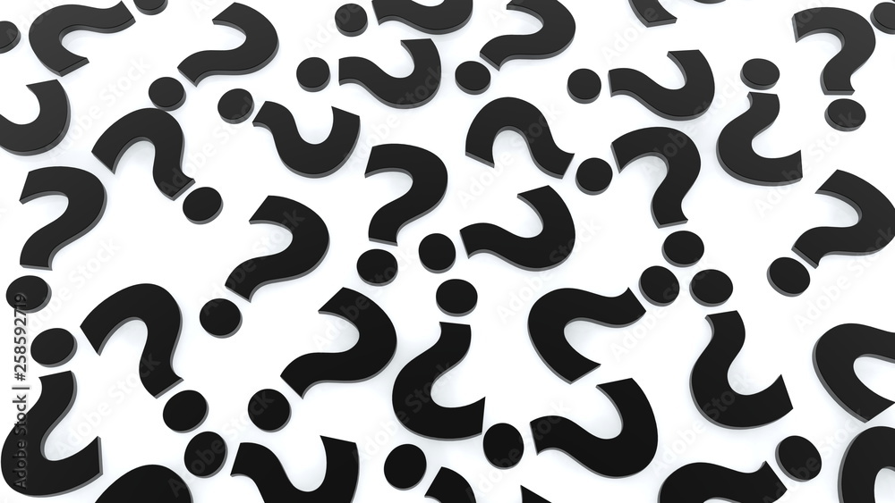 Background of black question marks on white background