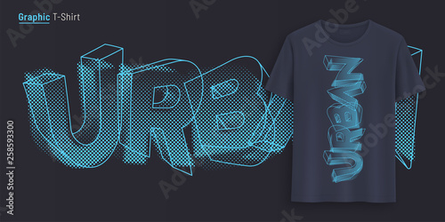 Urban. Graphic t-shirt design, typography, print with stylized text. 