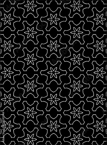 Black and white ornate geometric pattern and abstract background