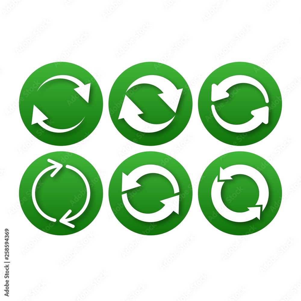 Recycling flat vector icons set. Arrows flat vector icons set Recycling flat vector icons set. Arrows flat vector icons set