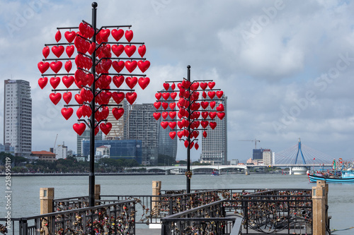 Принти на полотні Love bridge near Dragon River Bridge ( Rong Bridge) in Da Nang, Vietnam