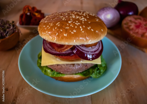 Hamburger and ingredients in composition