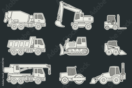 Construction machinery icons.