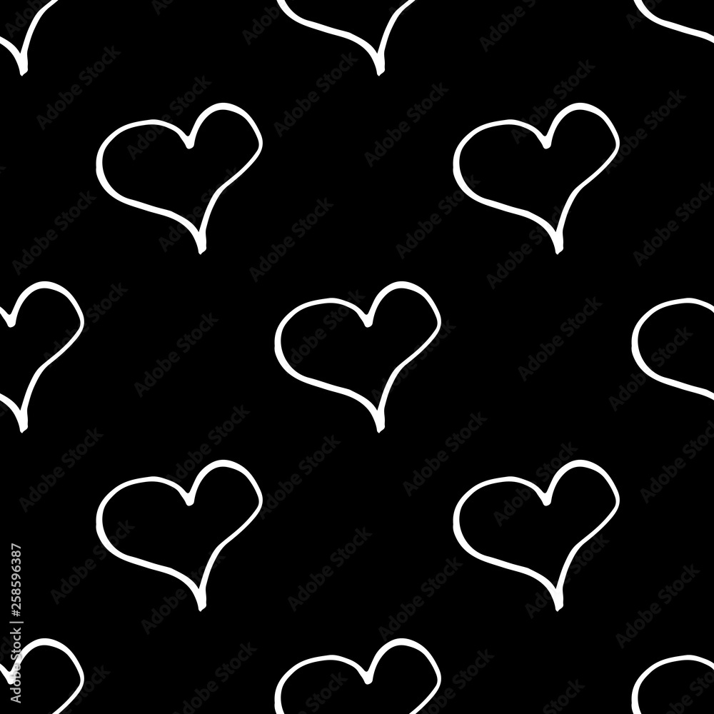 Abstract heart pattern with hand drawn hearts. Cute vector black and white heart pattern. Trendy monochrome doodle heart pattern for fabric, wallpapers, wrapping paper, cards and web backgrounds. Abstract heart pattern with hand drawn hearts. Cute vector black and white heart pattern. Trendy monochrome doodle heart pattern for fabric, wallpapers, wrapping paper, cards and web backgrounds.
