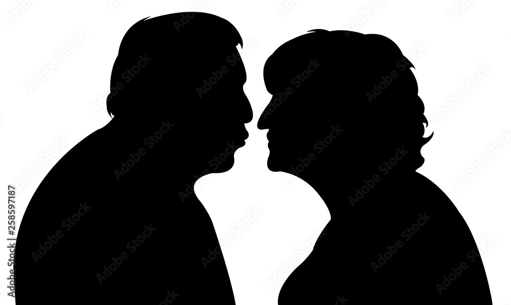 a couple heads silhouette vector