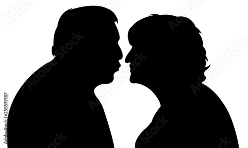 a couple heads silhouette vector