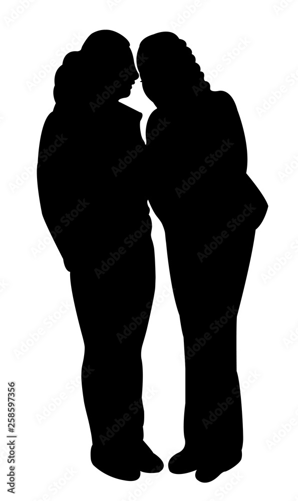 sisters together, making chat, silhouette vector
