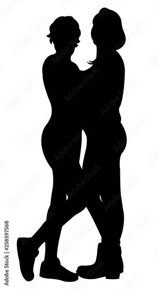 sisters together, making chat, silhouette vector